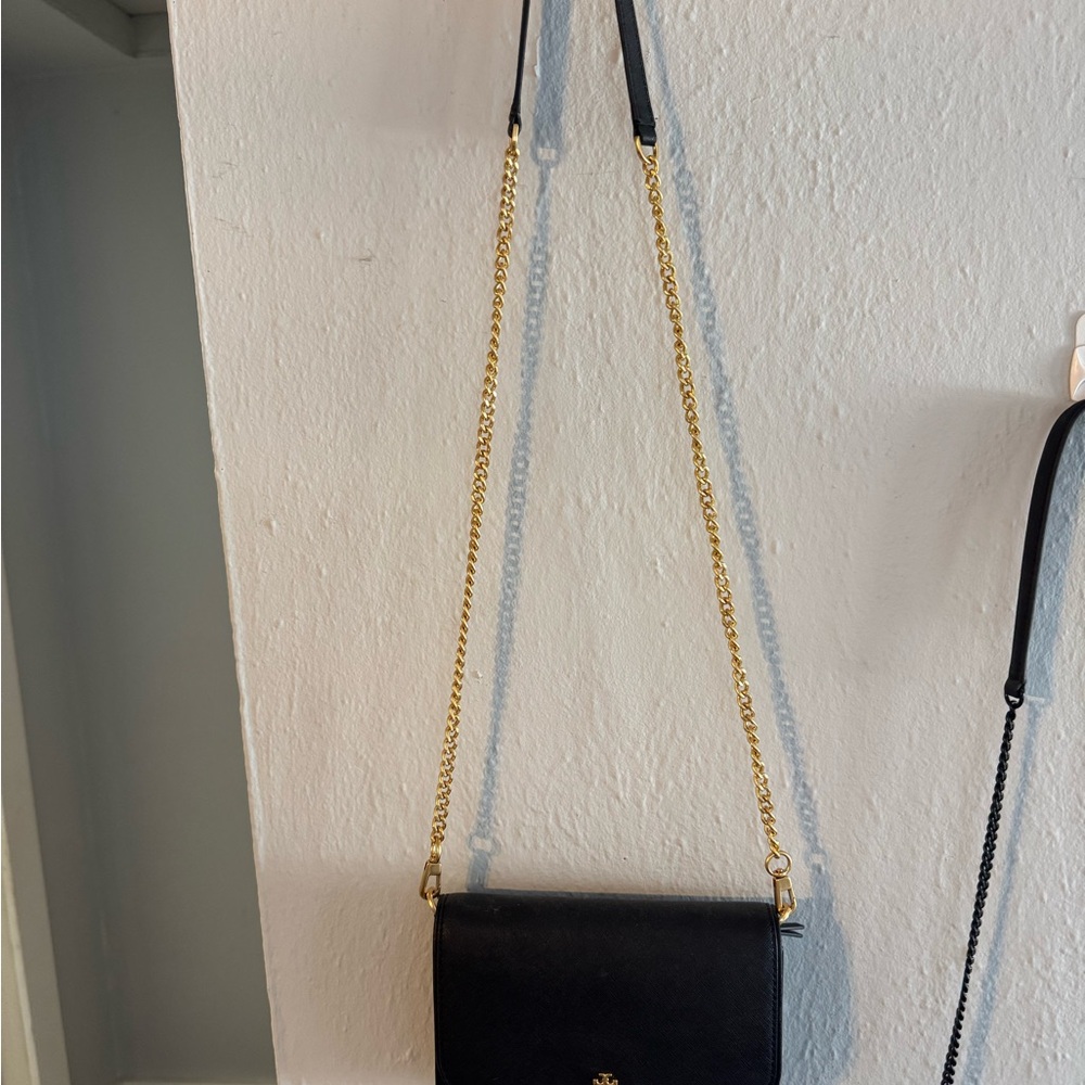 Tory Burch Black Crossbody Bag with Gold Chain